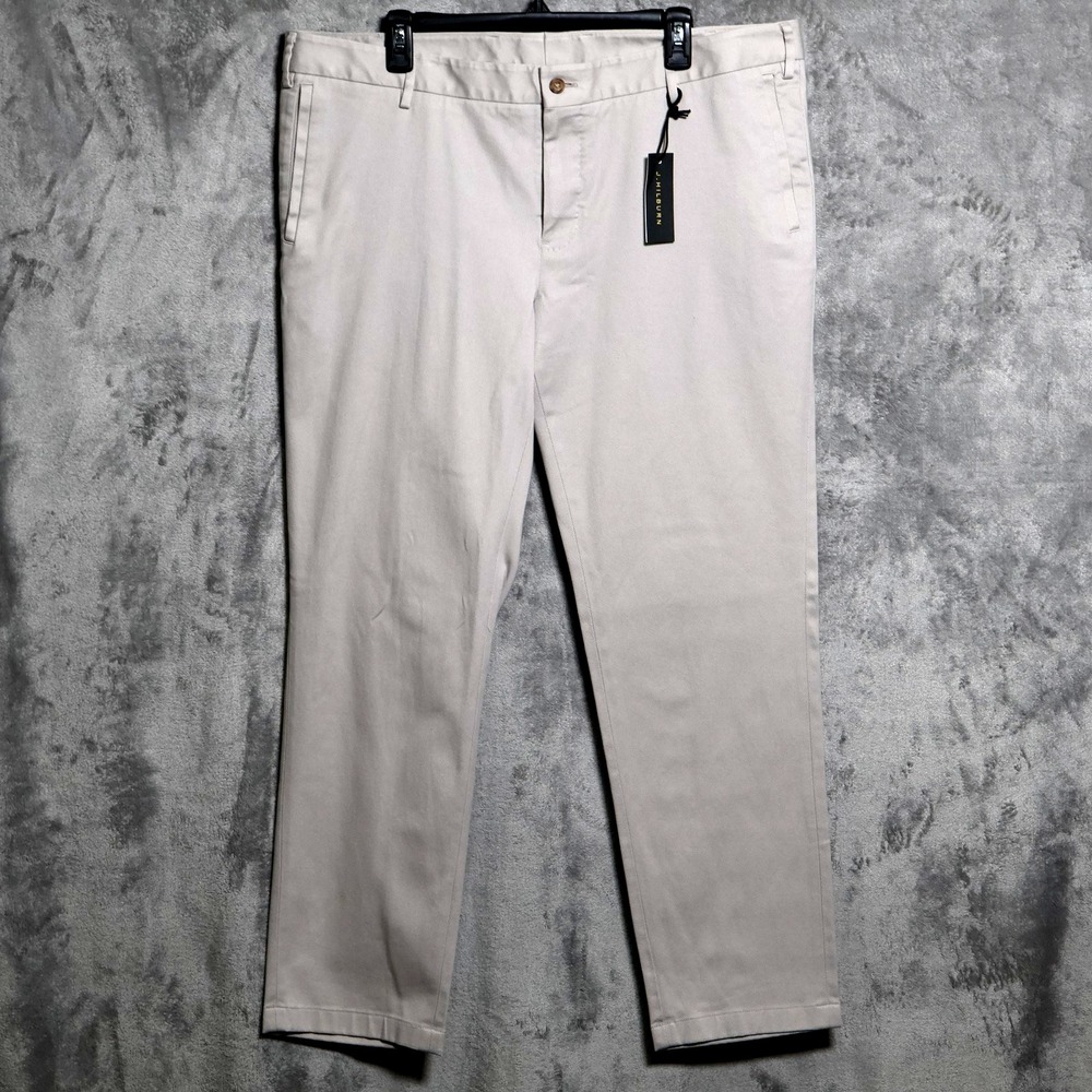 J Hilburn Pants Mens 40x31 Beige Chino Tapered Stretch Flat Front‎ Office Preppy